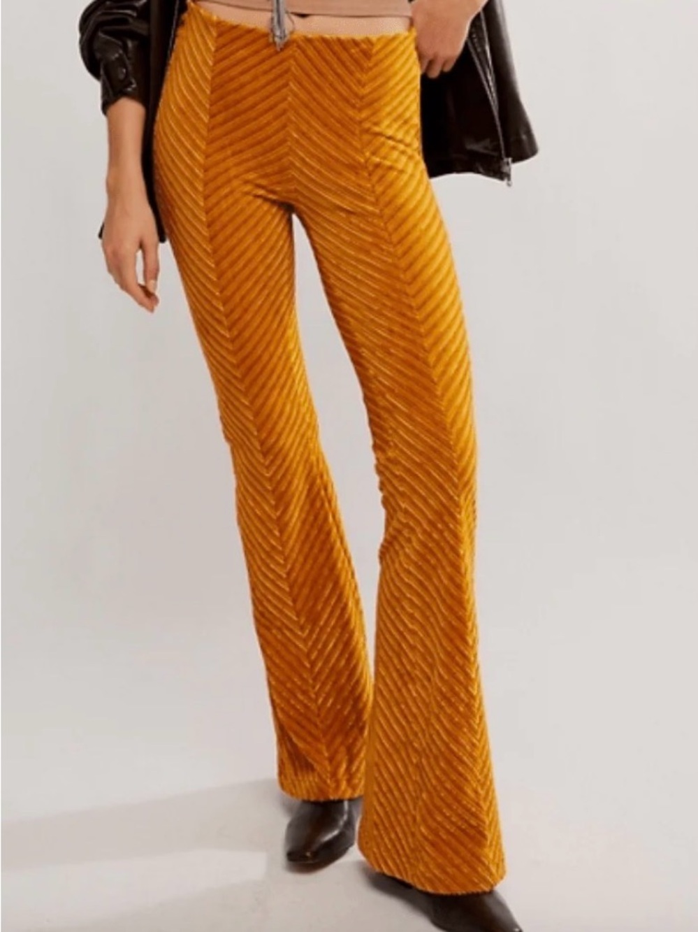 Free People Penny Corduroy Flare Pants – Mustard – Size XL mint condition